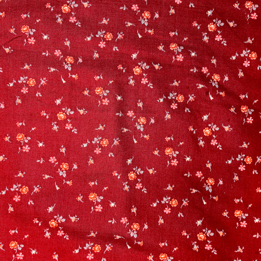 1/2 yd Maroon Floral