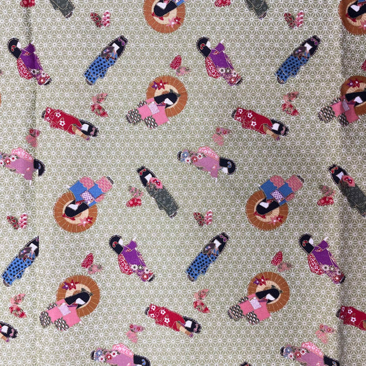 2 Yds Green Geometric Geisha