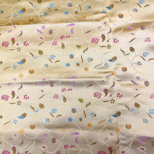 1 Yd Yellow Floral Satin