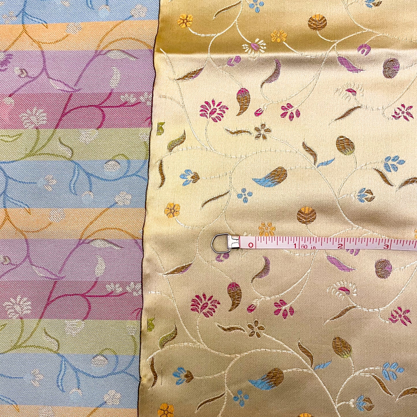 1 Yd Yellow Floral Satin