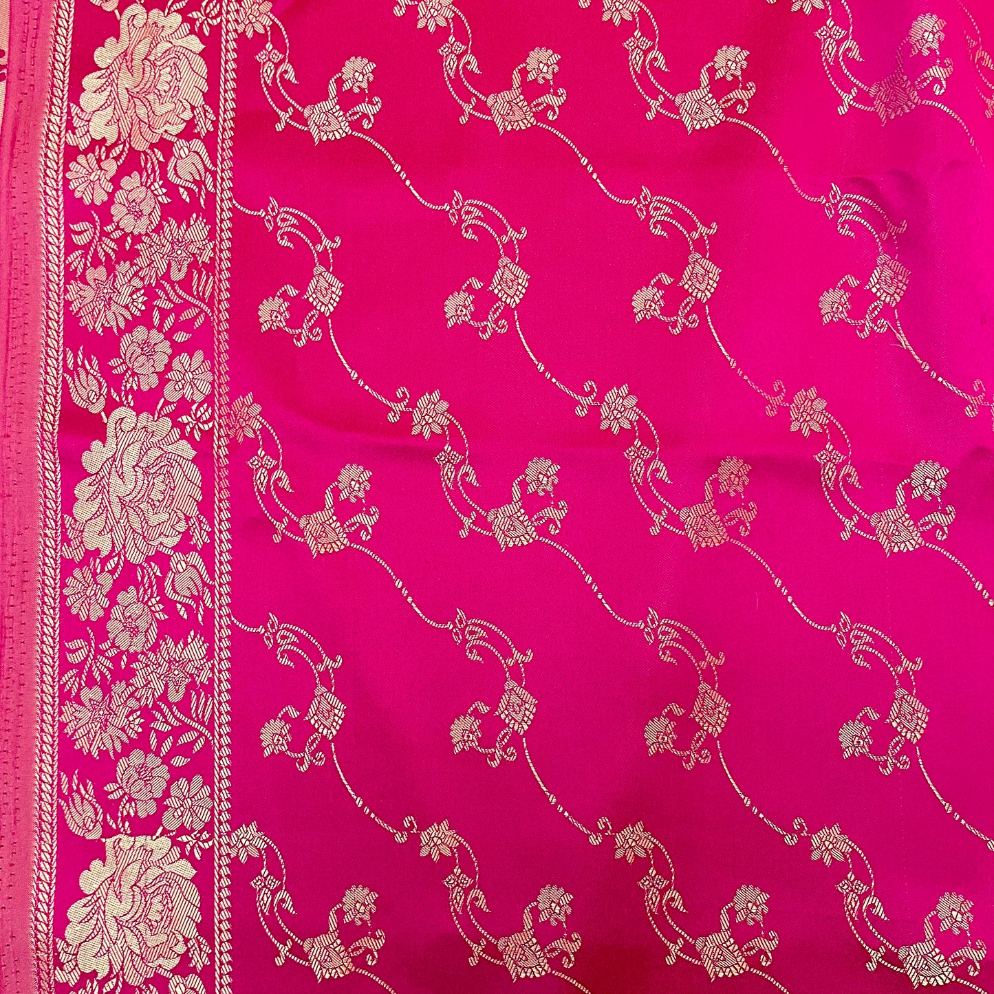 3 Yds Pink Floral Synthetic