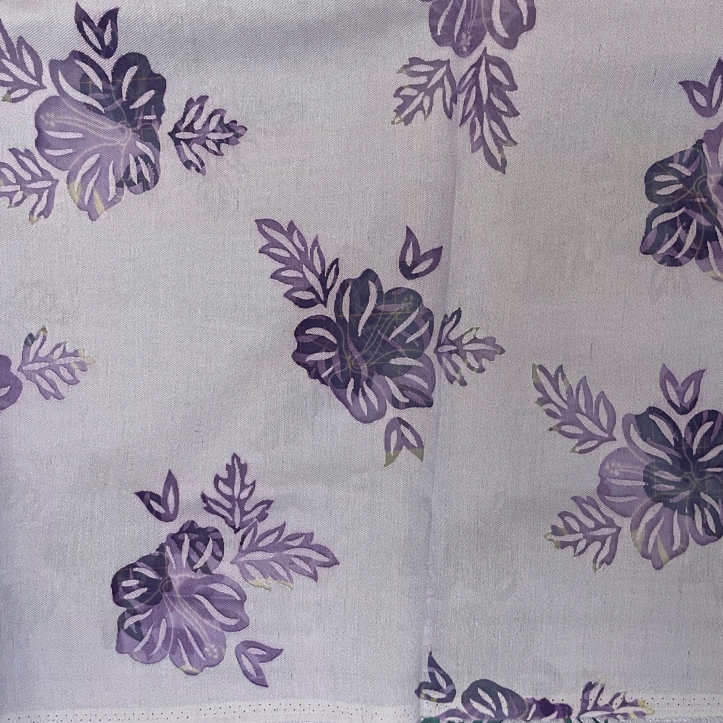 2 1/2 Yds Purple Sheer Floral Cotton