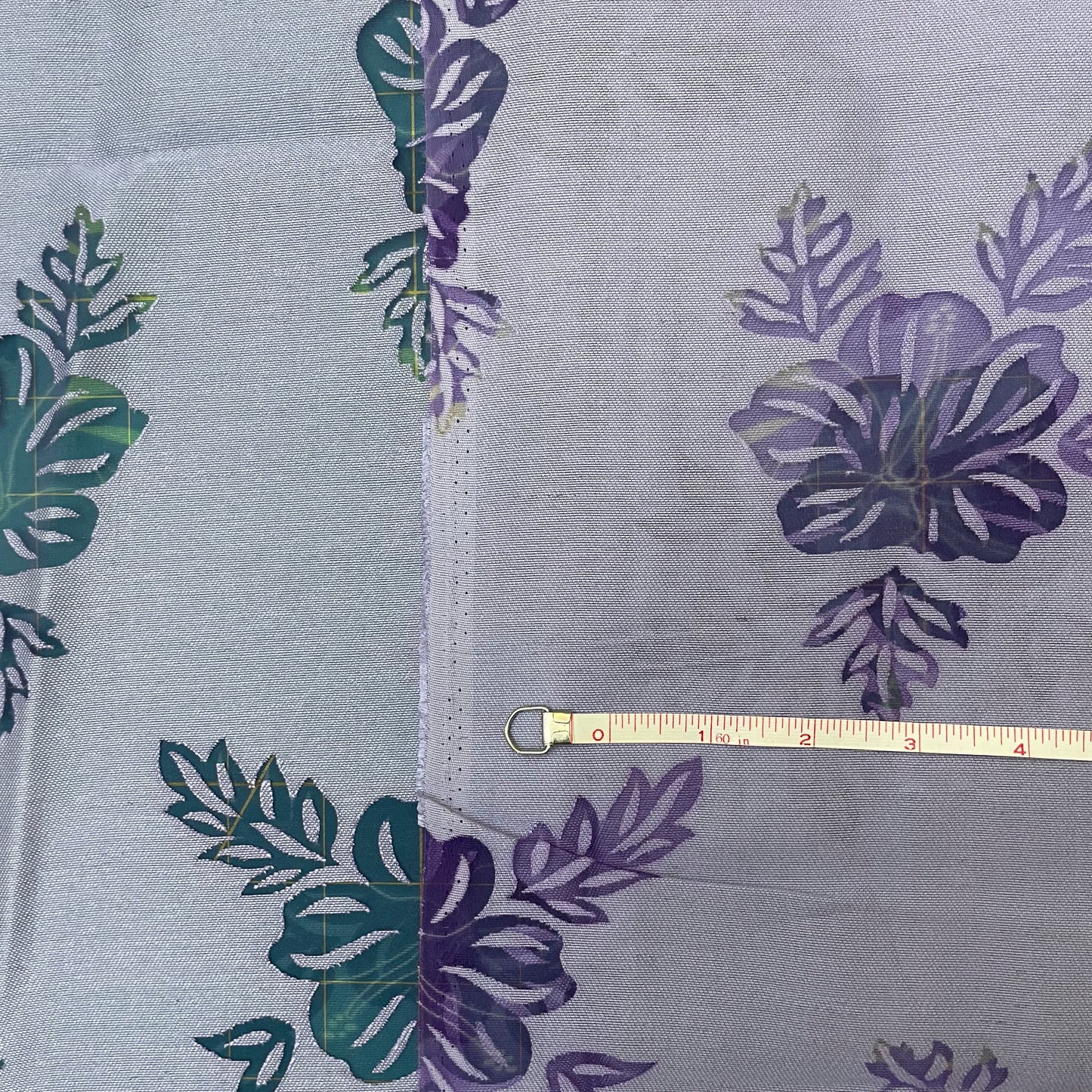 2 1/2 Yds Purple Sheer Floral Cotton
