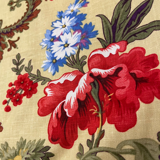 4 Yds Yellow Floral, Cotton? Linen?