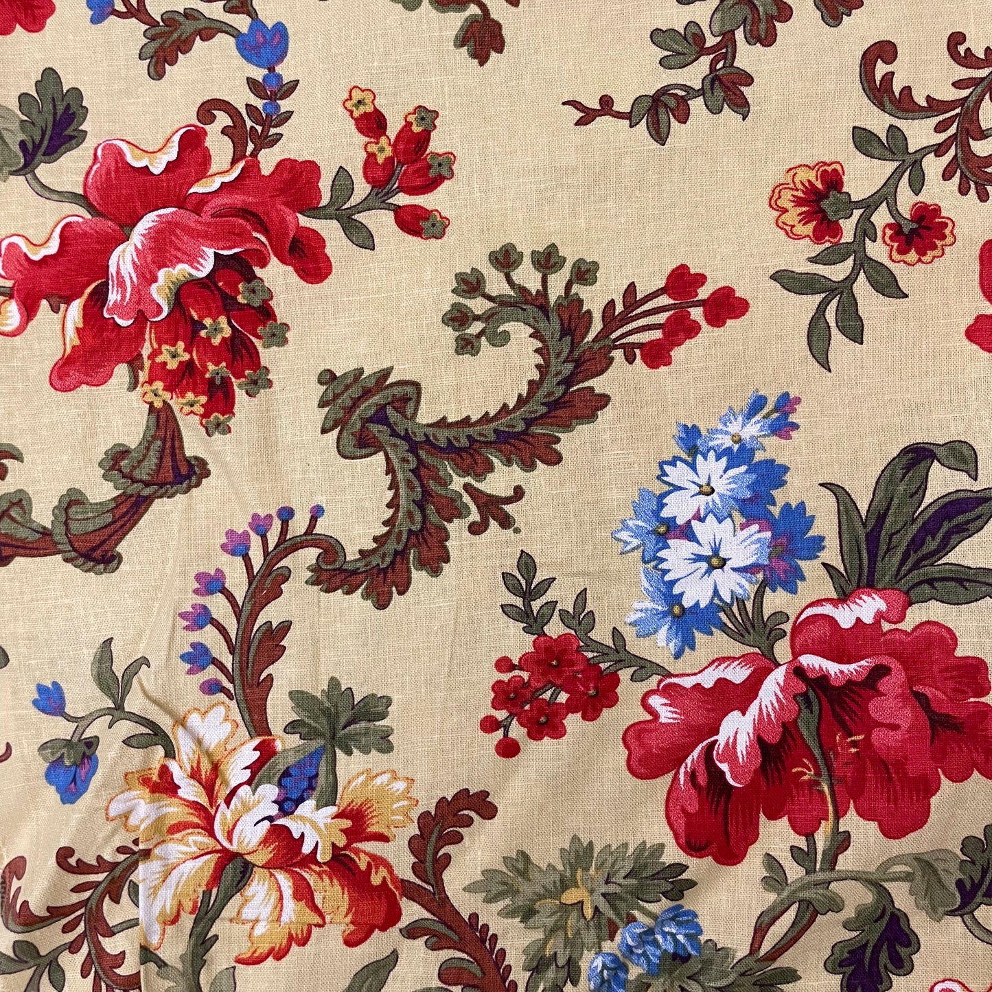 4 Yds Yellow Floral, Cotton? Linen?