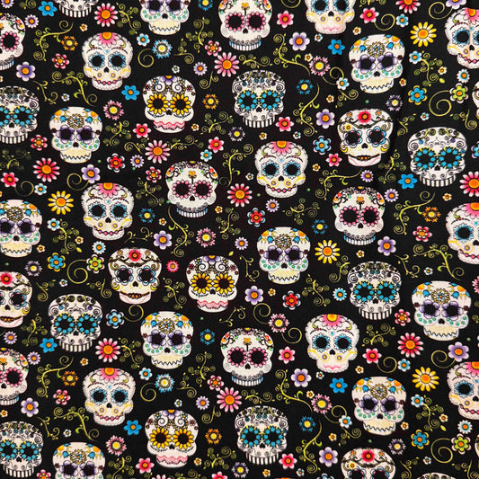 4 Yds x 45" Floral Skull Hi-Fashion Fabrics Cotton