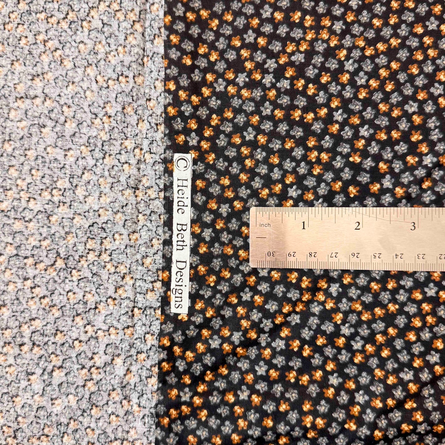 6 2/3 Yds x 44" Navy Brown Blue Floral Cotton Heide Beth Designs Fabric