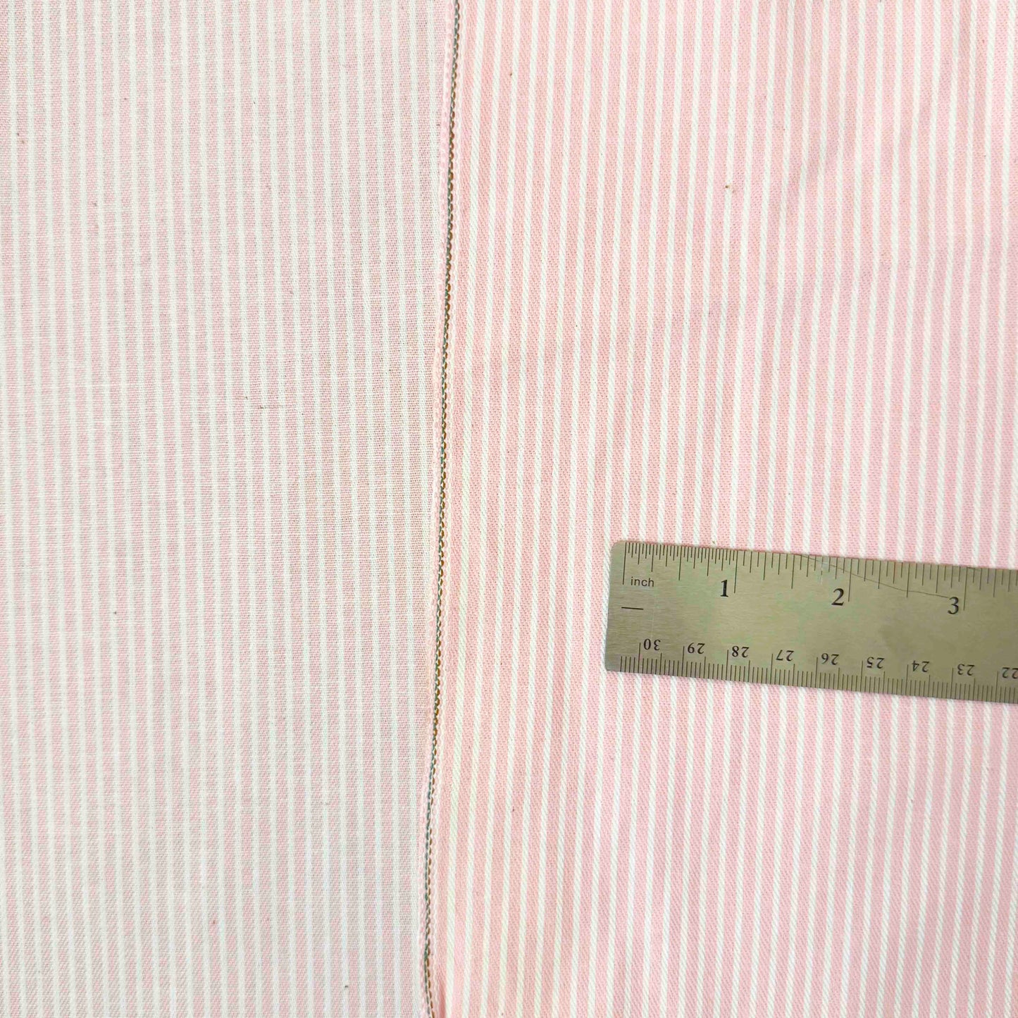 4 Yds x 62" Pink White Striped Cotton Denim