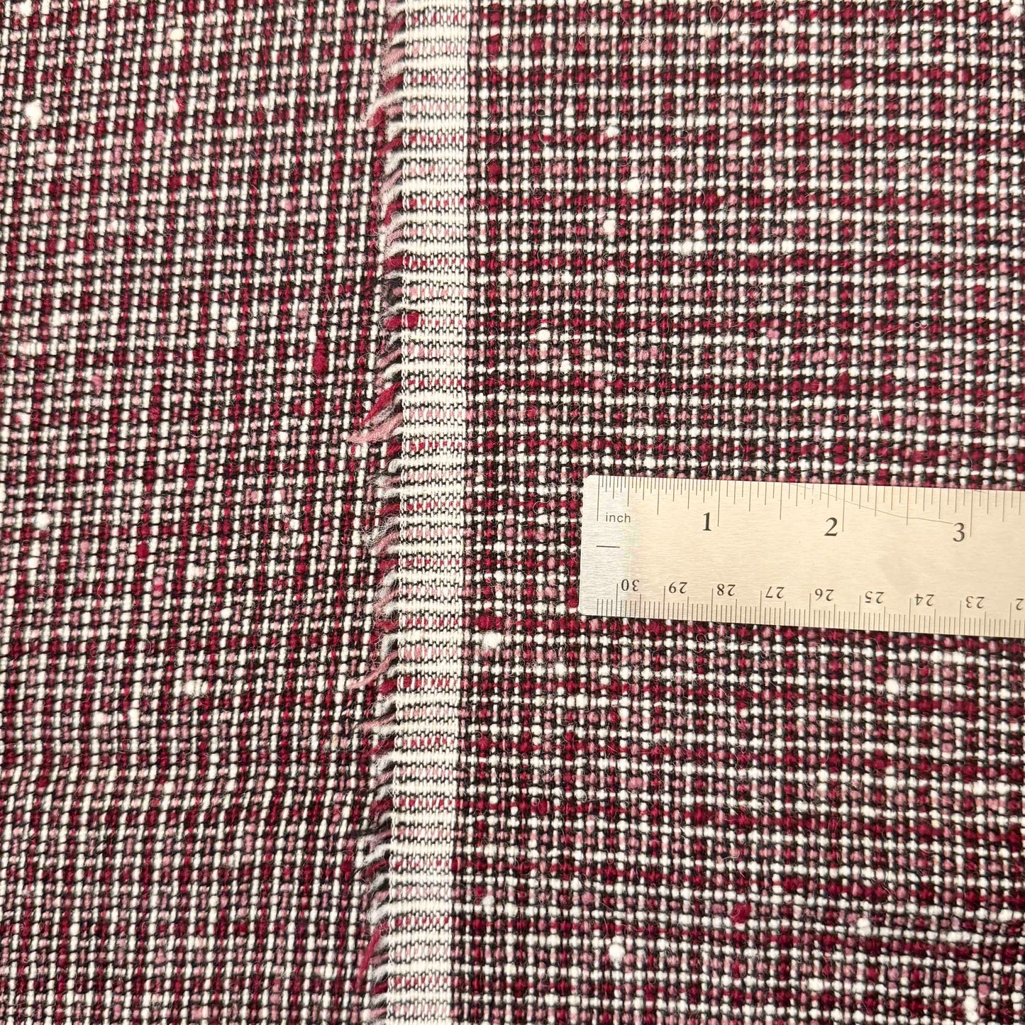 1 Yd x 60" Red Mauve Woven Natural (Wool?) Fabric