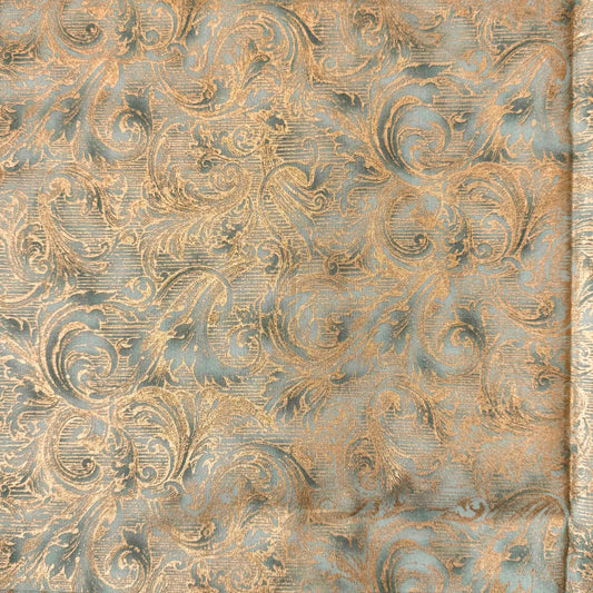 1 Yd x 44" Robert Kaufman Metallic Gold Green Cotton Fabric