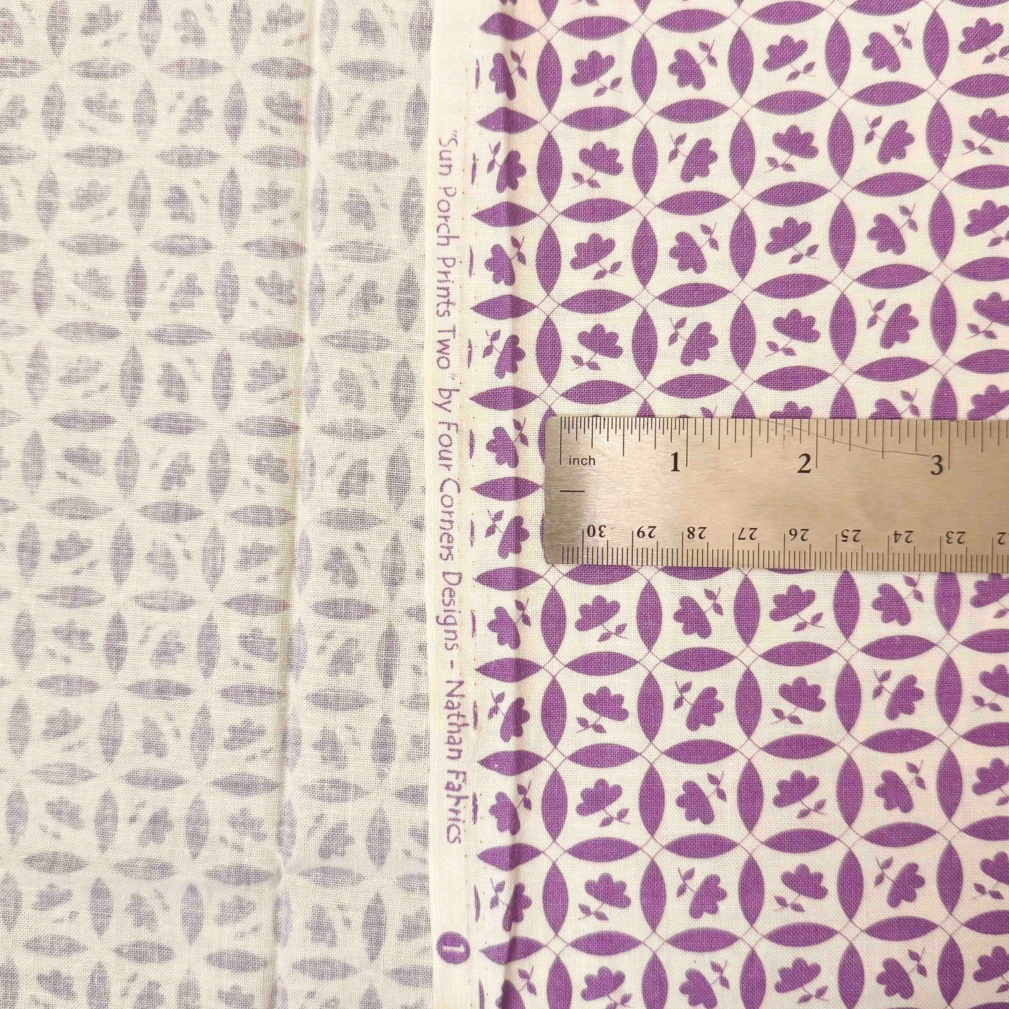 1 Yd x 44" Purple Floral Geometric Cotton Sun Porch Prints Two by Four Corner Designs Nathan Fabrics