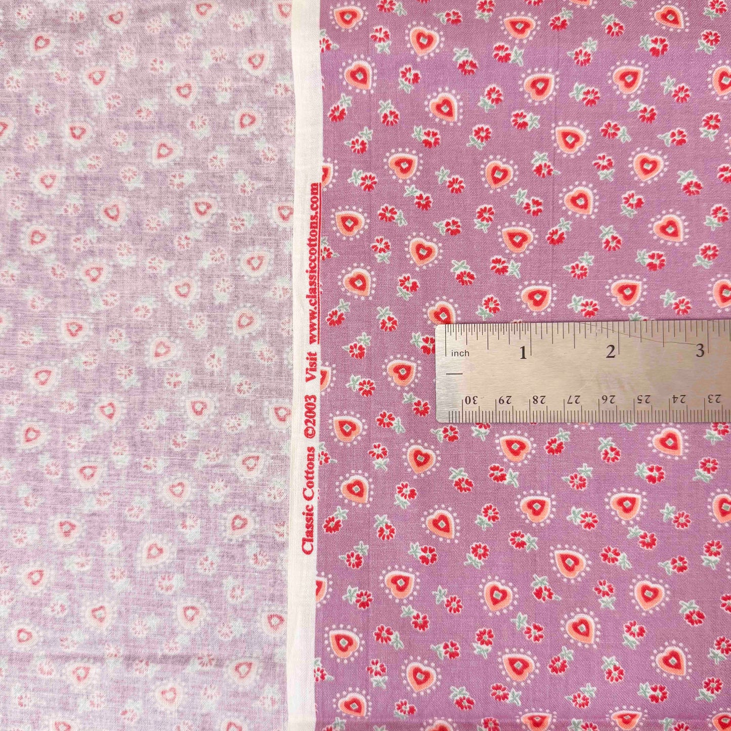 1 Yd x 44" Floral Heart Classic Cotton Fabric
