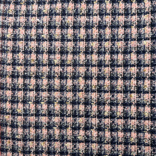 2 Yds x 60" Pink Navy Woven Polyester Fabric