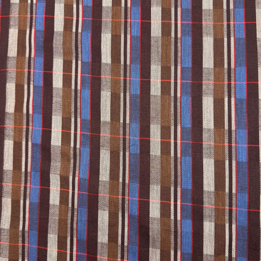 2 Yds x 62" Brown Blue Woven Cotton Fabric
