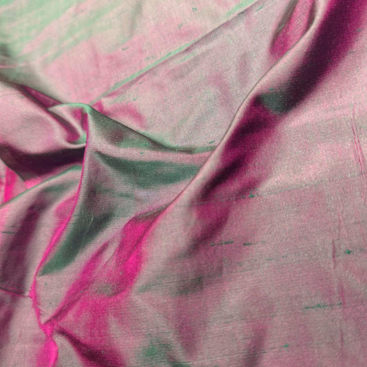 2 Yds x 44" Magenta Teal Silk Fabric