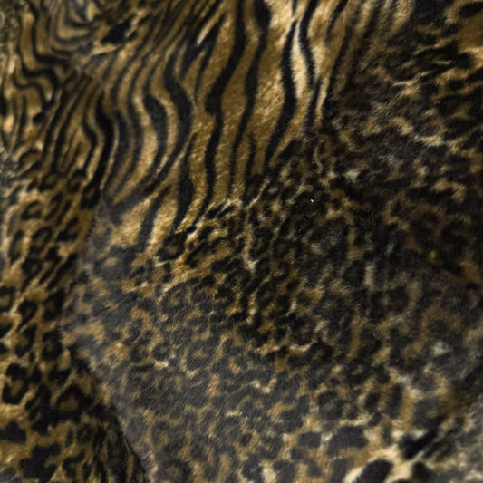 3/4 + Yd x 62" Mixed Animal Print Faux Fur Synthetic Fabric