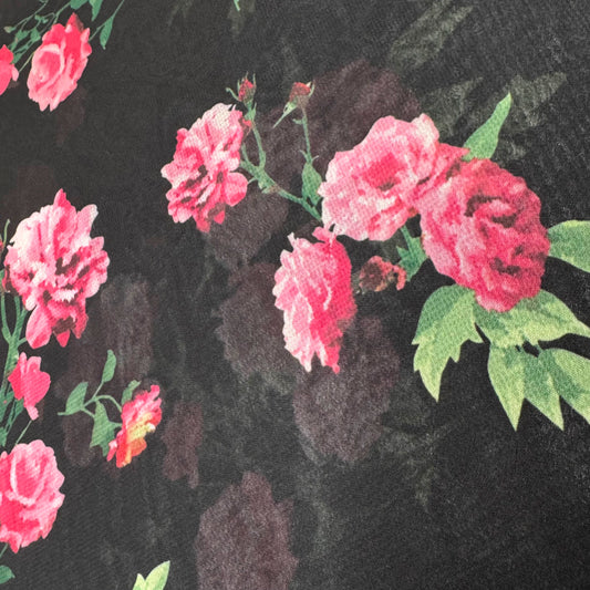 3 3/4 Yds x 60" Pink Rose Sheer Flowy Synthetic Fabric