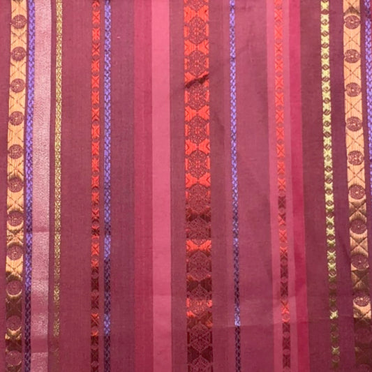 4 3/4 Yds x 46" Magenta Striped Metallic Weave Synthetic Fabric
