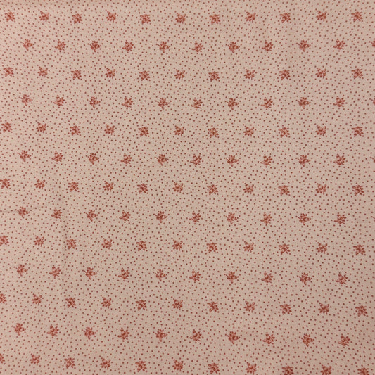 ✂️ 44" Peach Pink Polka Dot Floral Hometown Americana by Connecting Threads Cotton Fabric