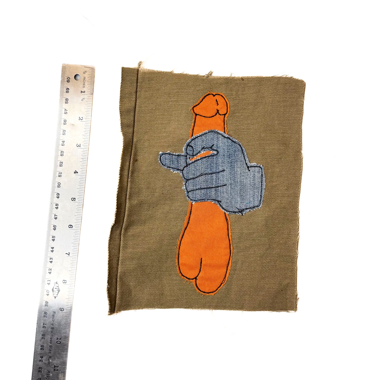 Stroke Sew-On Patch, 6" x 8.5", Denim, Cotton Fabric