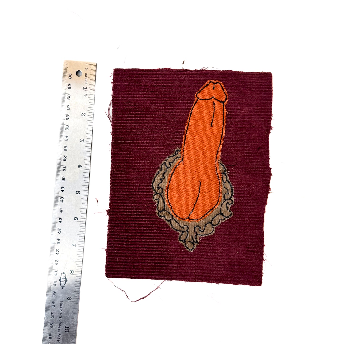 Framed Sew-On Patch, 6" x 7.5", Corduroy, Cotton Fabric