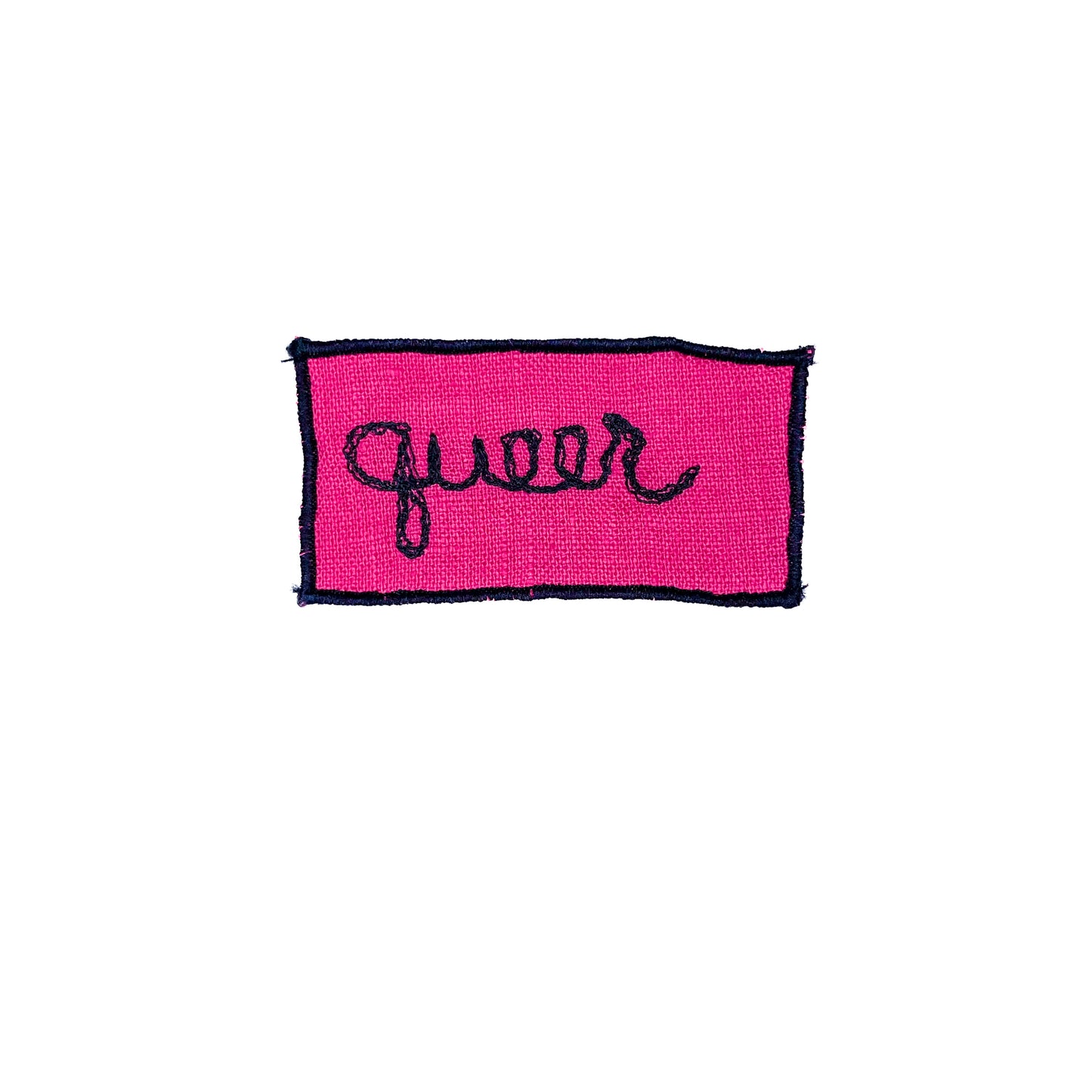 "Queer" Sew-On Patch, Pink, 2" x 3"