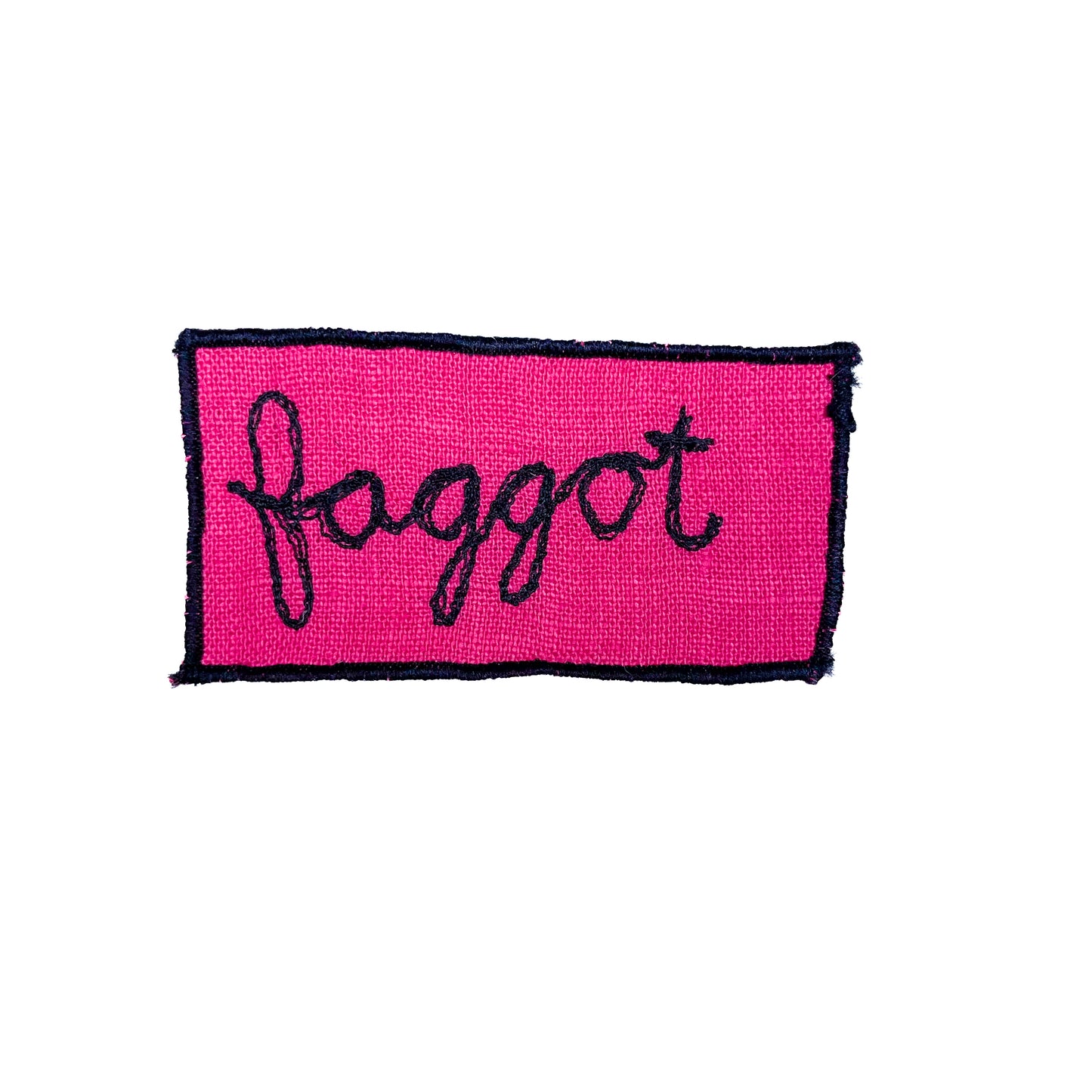 "Faggot" Sew-On Patch, Pink, 2" x 3"
