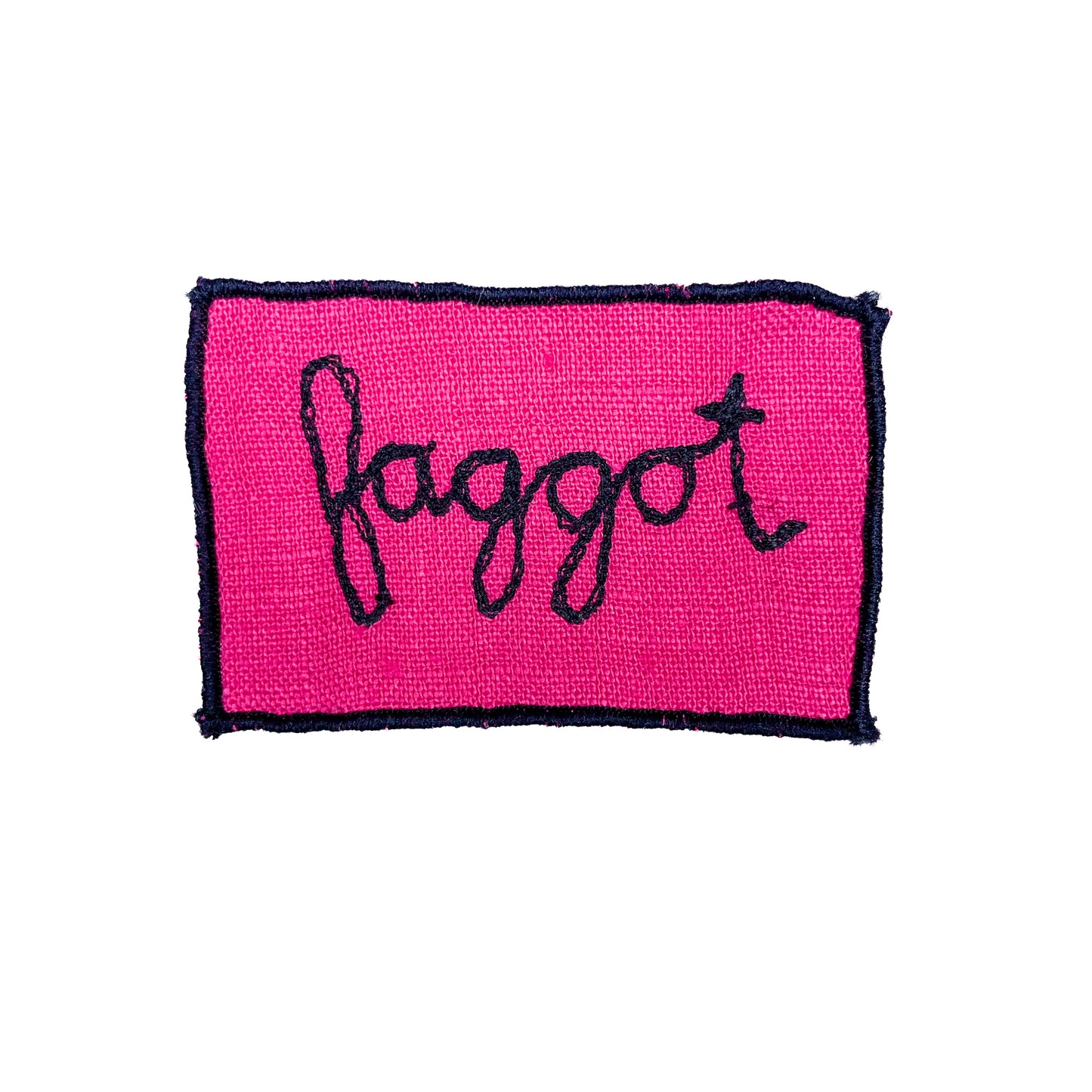 "Faggot" Sew-On Patch, Pink, 2" x 3"