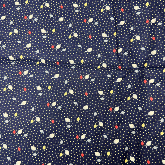 6 Yds x 45" Blue Spotted Leave Cotton Fabric