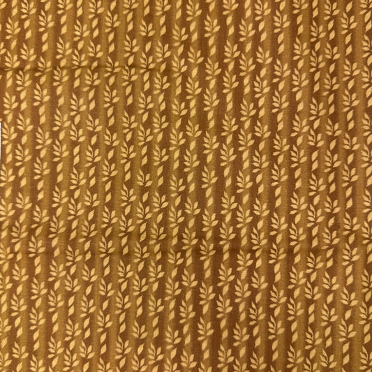 5 Yds x 45" Tan Stripe Leaves Heide Beth Designs Cotton Fabric