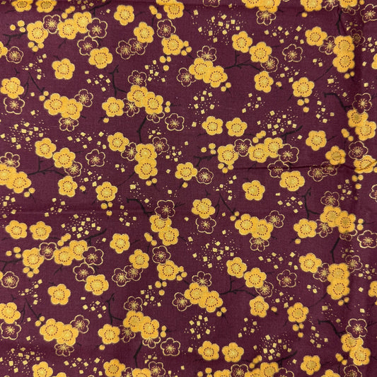 1 1/4 Yds x 46" Maroon Gold Floral Classic Cottons Cotton Fabric