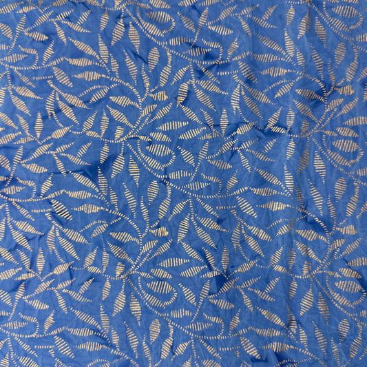 4 Yds x 45" Mottled Blue Gold Pattern Cotton Fabric