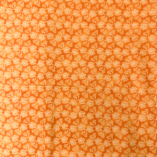 4 Yds x 44" Orange Floral Cotton Fabric
