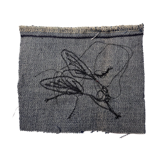 Fly Sew-On Patch, 4" x 6", Denim, Cotton