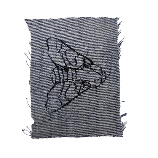 Moth Sew-On Patch, 4" x 5", Denim, Cotton, Burlap
