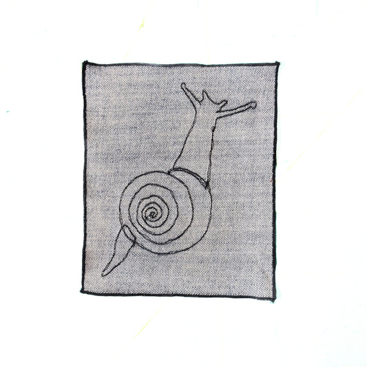 Snail Sew-On Patch, 6" x 7", Denim, Cotton, Finished Edge