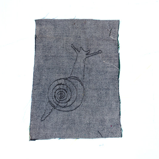 Snail Sew-On Patch, 7" x 9", Denim, Cotton, Brocade