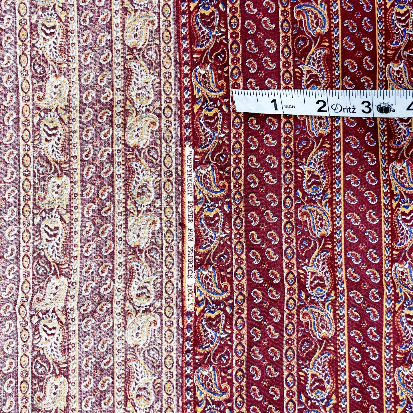 2/3 yd Burgundy Paisley