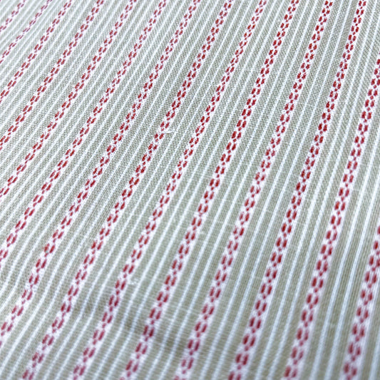 2/3 Yd Tan Red Stripe