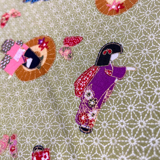 2 Yds Green Geometric Geisha