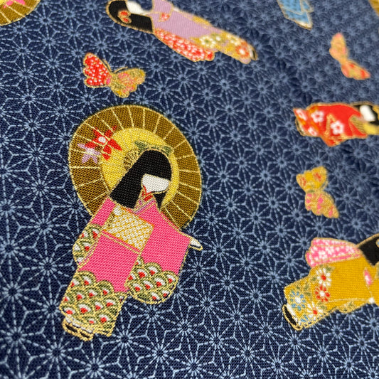 1 1/2 Yds Blue Geometric Geisha