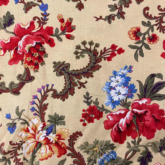 4 Yds Yellow Floral, Cotton? Linen?