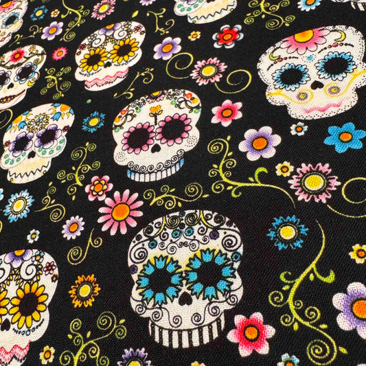 4 Yds x 45" Floral Skull Hi-Fashion Fabrics Cotton