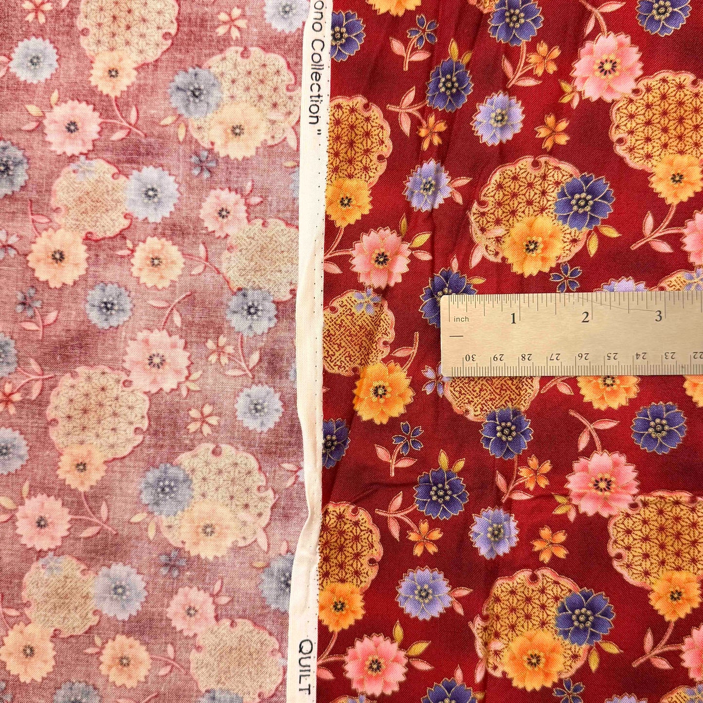5 1/2 Yds x 44" Red Floral Quilt Gate for Fabric Innovations Kimono Collection Cotton