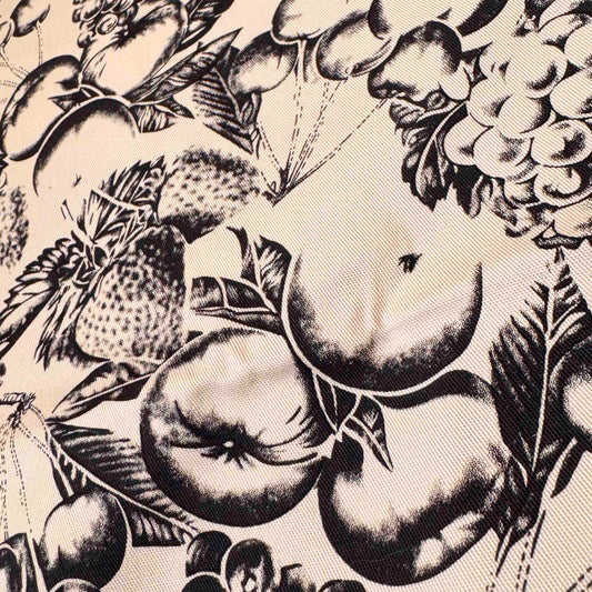 2 2/3 x 54" Khaki Black Fruit Print Pressman Gutman Co Heavy Weight Cotton Blend Stretch