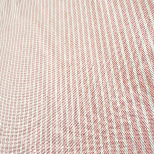 4 Yds x 62" Pink White Striped Cotton Denim