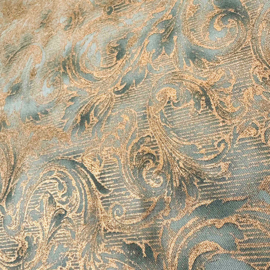 1 Yd x 44" Robert Kaufman Metallic Gold Green Cotton Fabric