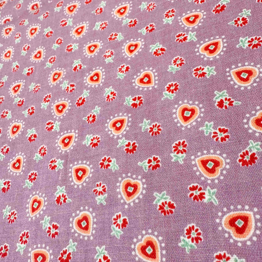1 Yd x 44" Floral Heart Classic Cotton Fabric