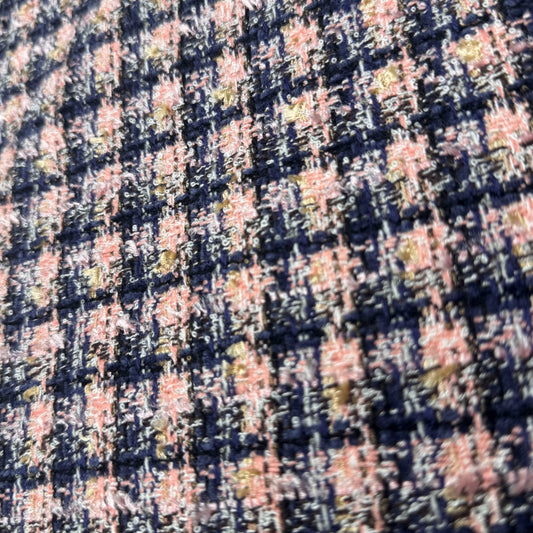 2 Yds x 60" Pink Navy Woven Polyester Fabric