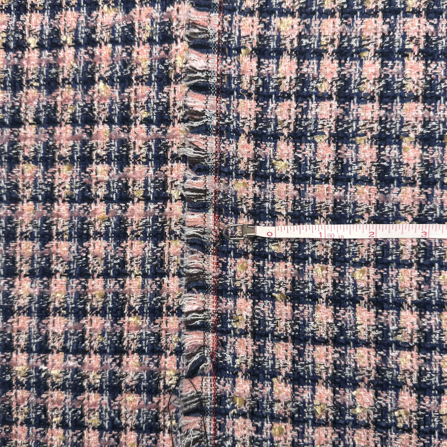 2 Yds x 60" Pink Navy Woven Polyester Fabric